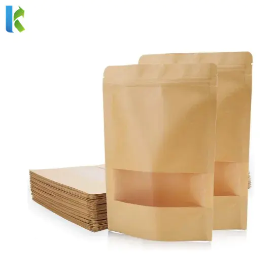 wholesale food gradehot sale factory transparent kraft paper stand up pouch with window