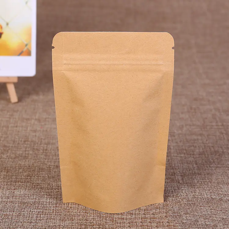 wholesale in stock kraft paper bags food chips tea bags aluminum film zipper locked bag