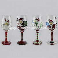 Factory price new product crystal Santa wine glass, wedding favors wine glass, hand painting Christmas snowman superb glass cup