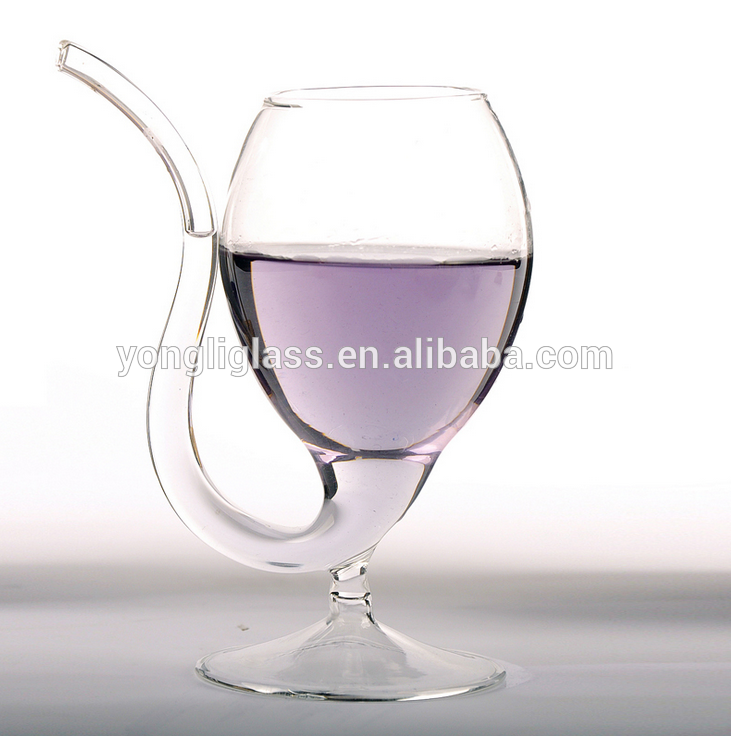 Awesome design wine glass with straw, vampire wine glass