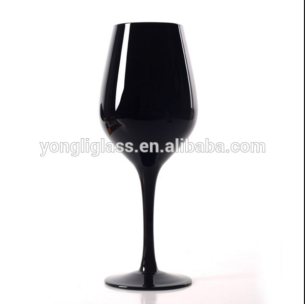 New products factory OEM black red wine glass , colored stem wine glass, black glass red wine glass