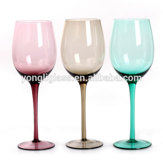 Wholesale customized colourful glass cup ,red wine glasses ,colored glass goblet