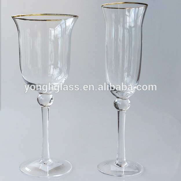 Factory price new product crystal gold rim Bead goblet, christmas painted wine glass,superb red wine glass with pattern printing