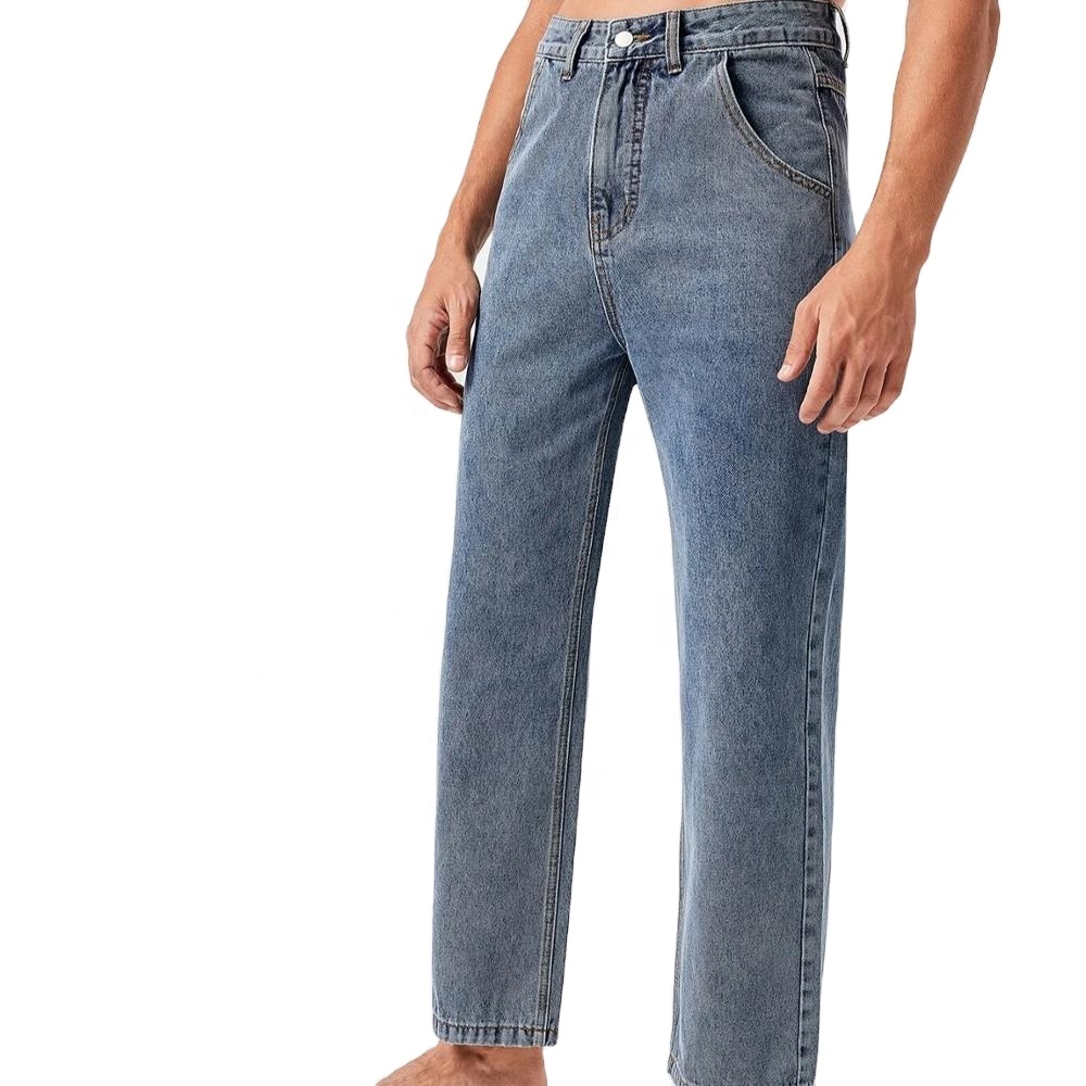 Western Popular Quality Straight Gray Casual Wide Leg Denim Jeans