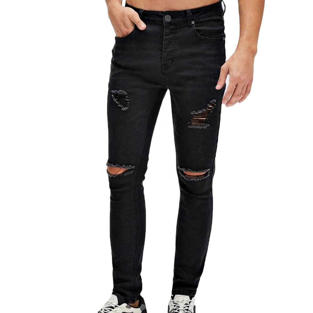 2020 Wholesale Classic Fashion Pants stretch ripped Denim Jeans For Men