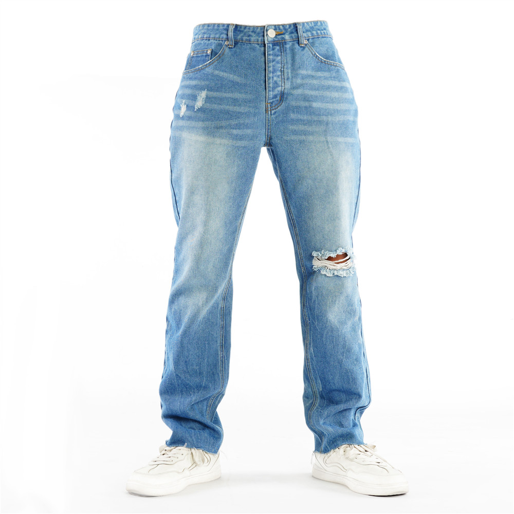 english style trouser denim blue bootcut loose men jeans