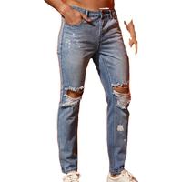 hot sale distressed hole jean fit skinny streetwear biker jeans for men