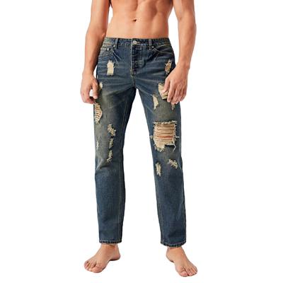 2020 Custom High quality dark distressed plus size custom denim men's jeans