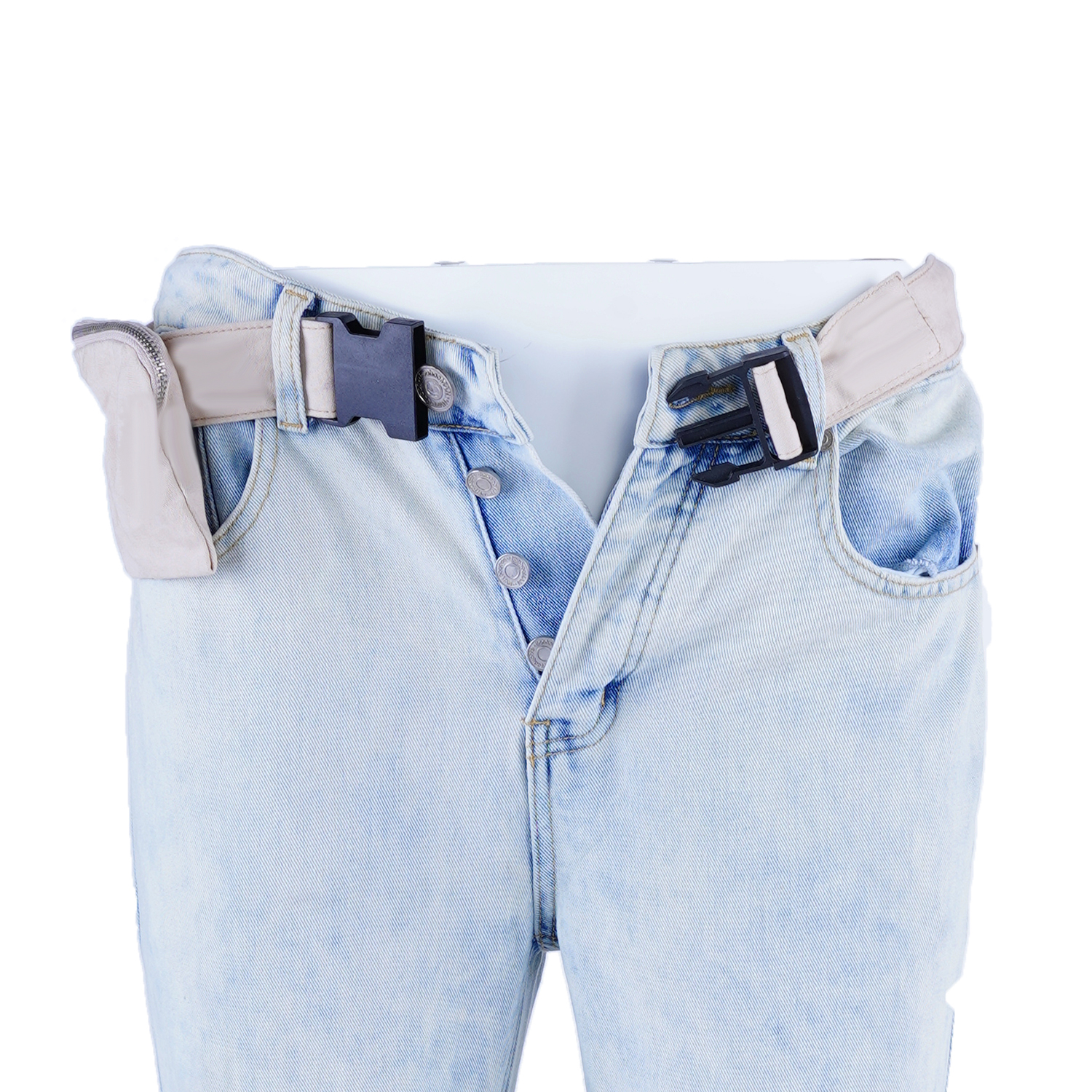 SKYKINGDOM low price in stock waist bag leg button skinny jeans for men