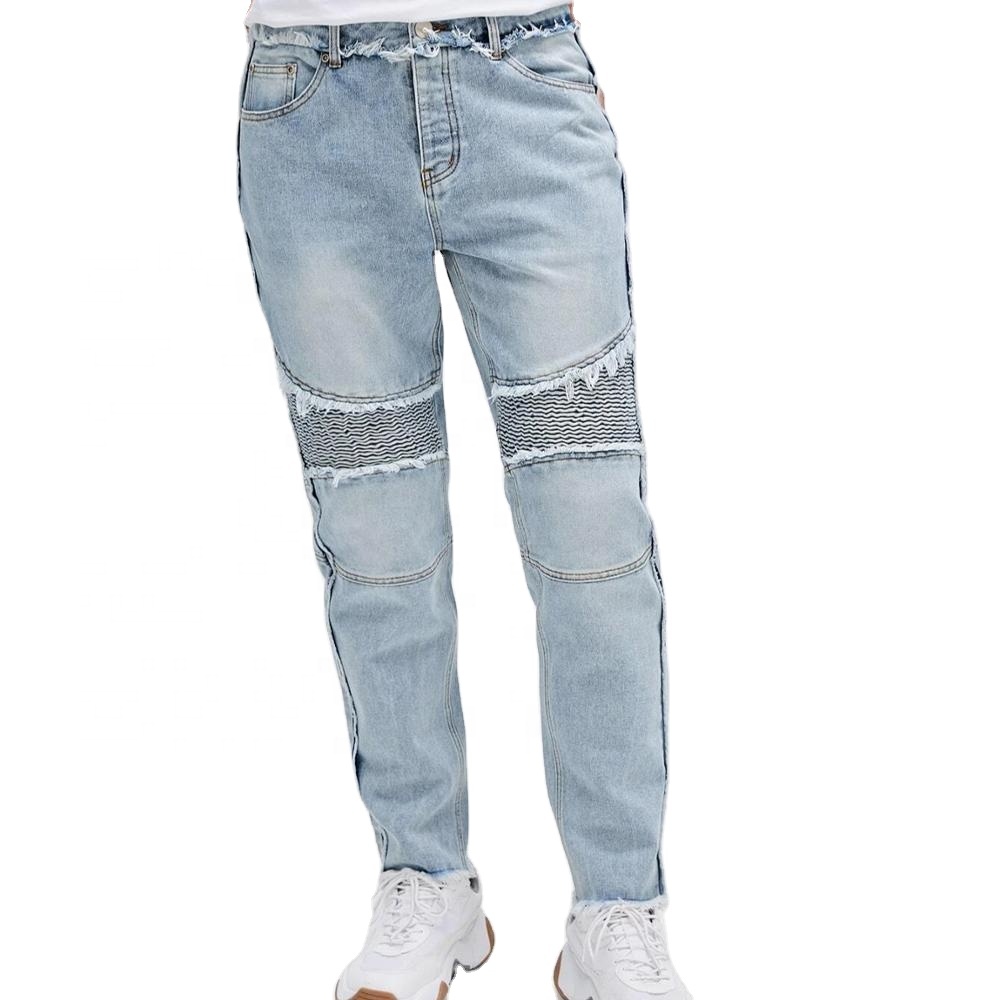 2020 Latest Design pants Bleach White Classical Casual Biker Denim Jeans for Men