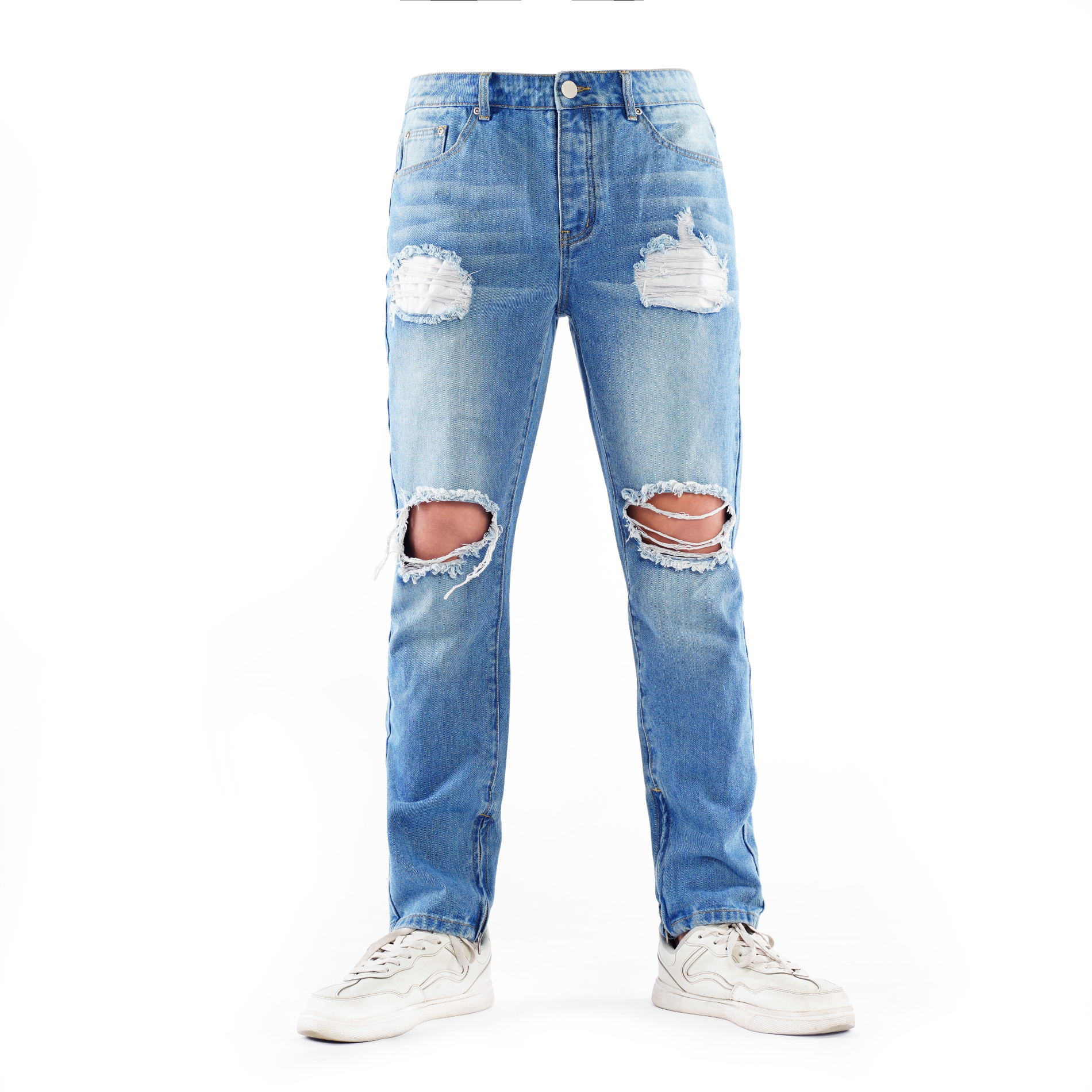 2020 New Destroyed Ripped PantsDesign Fashion Ankle Zipper Straight Jeans For Men
