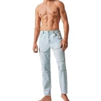streetwear blue denim jeans men low waist straight leg jeans men