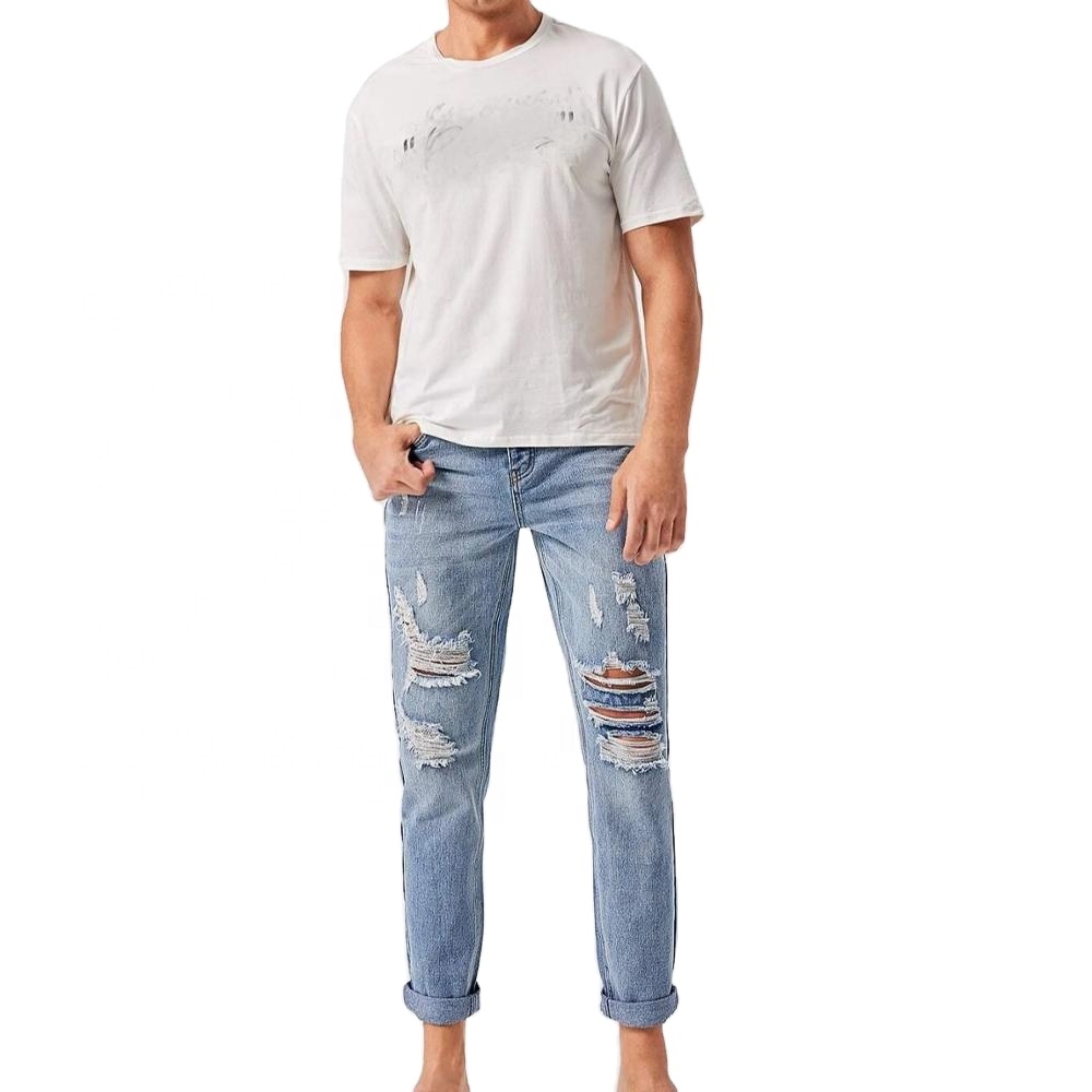 high quality mens stock jeans stretchy jeans material ripped pantalones jeans men