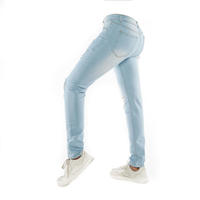 New hot sale men's denim jeans skinny fit light blue washed custom made old men's jeans