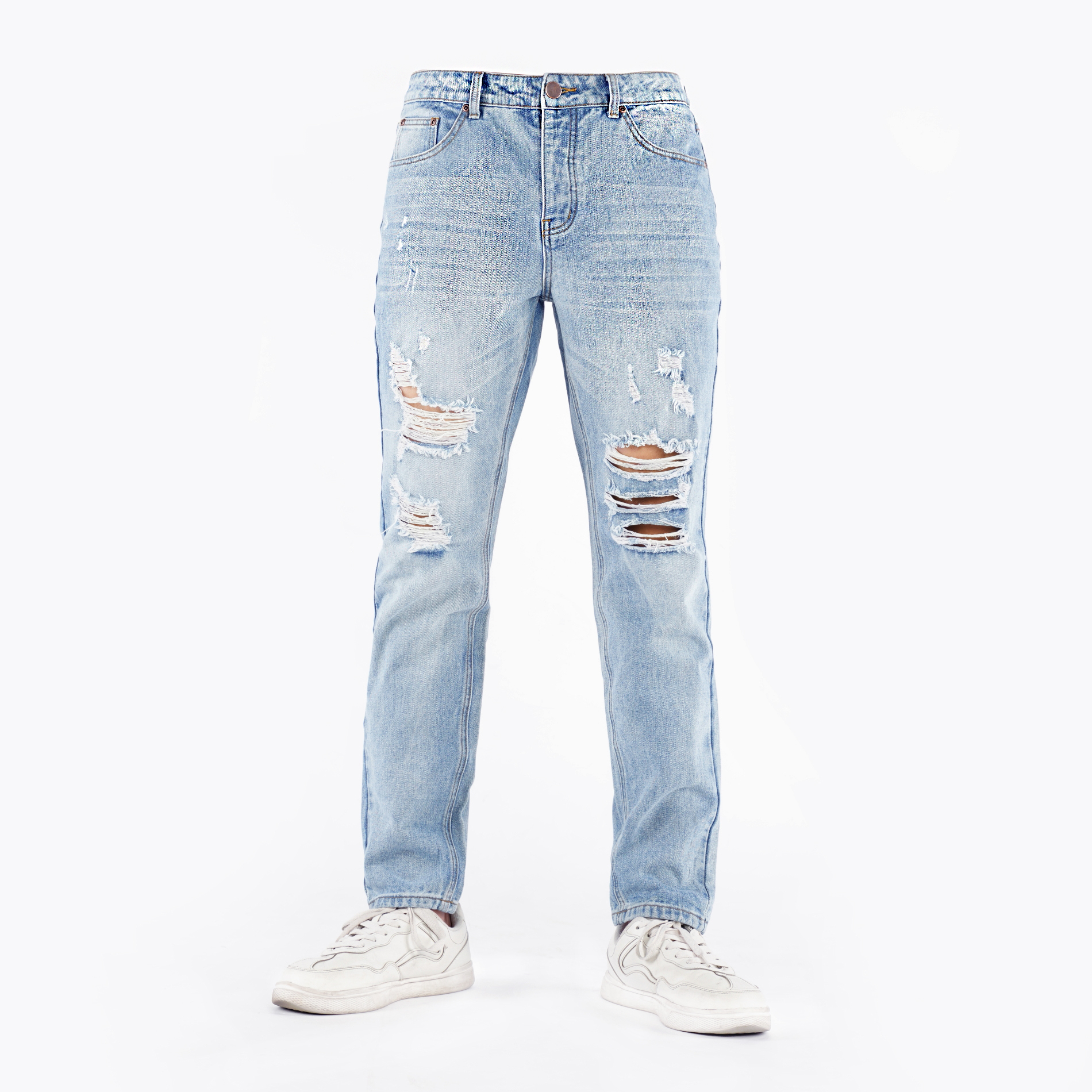 Wholesale New Trendy Mens Summer Fashion Jeans Slim Fit Holes Casual Denim Jeans