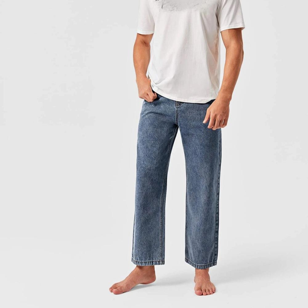 high-grade men's Straight relaxed grey blue Loose jeans for men