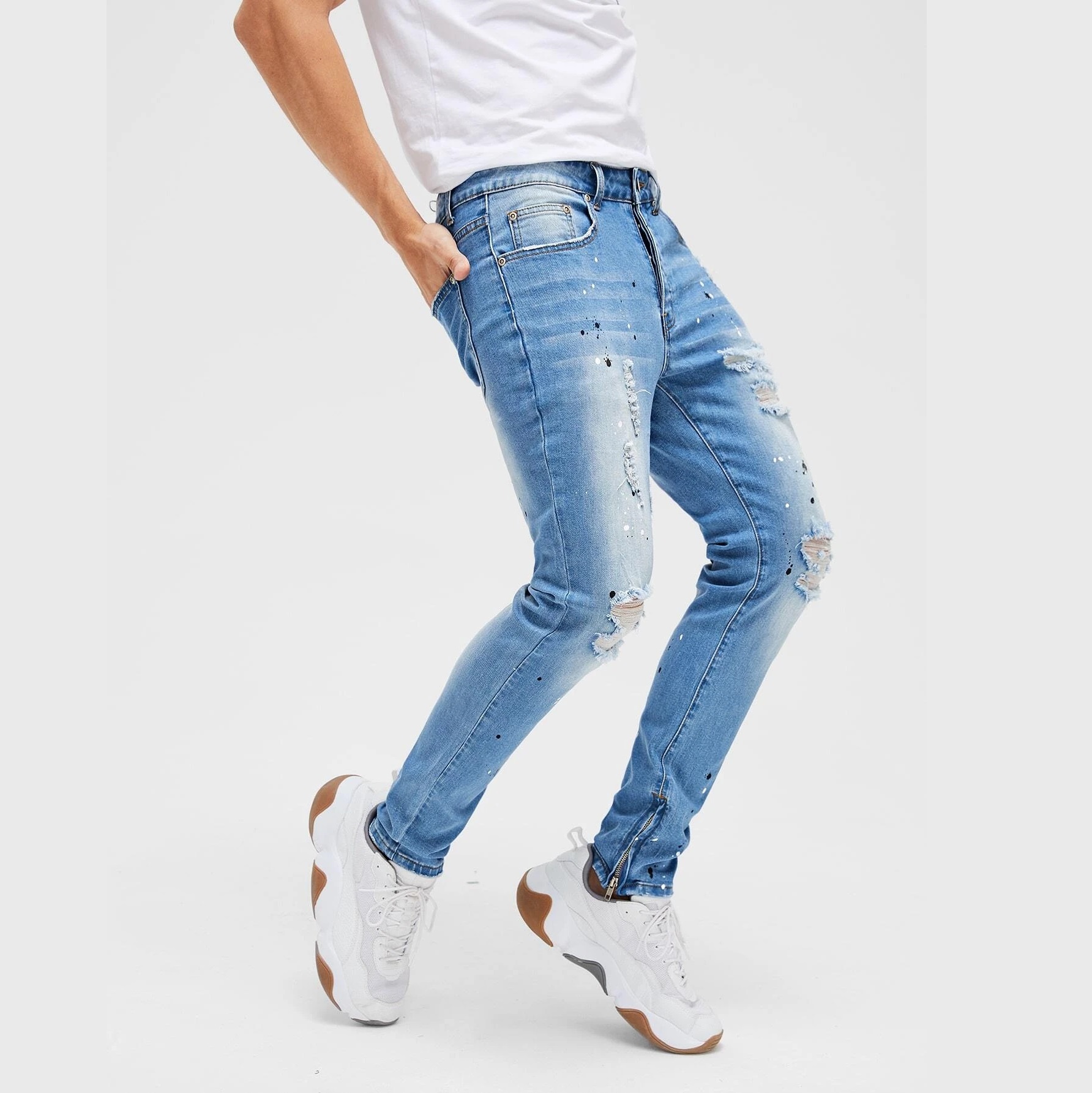 Factory high quality fashion top jeans classic ripped jeans casual jeans for men