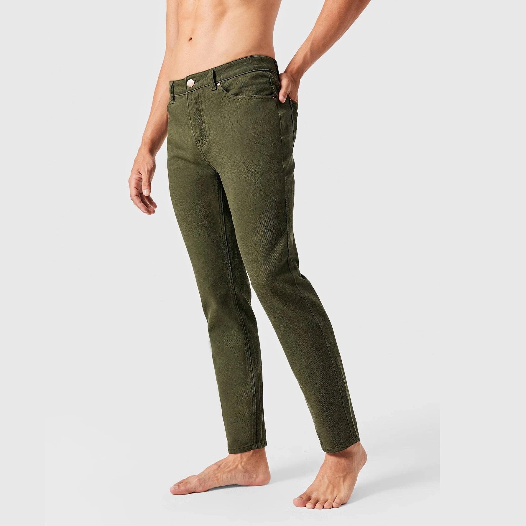 new style jeans trousers men green straight tube jeans for men