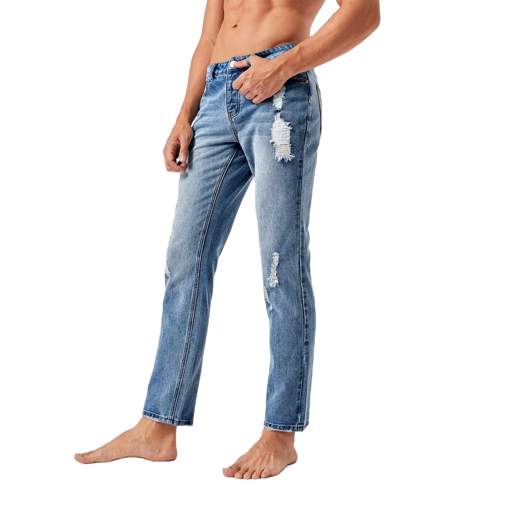 known name brand jeans ripped pants blue skinny jeans for men