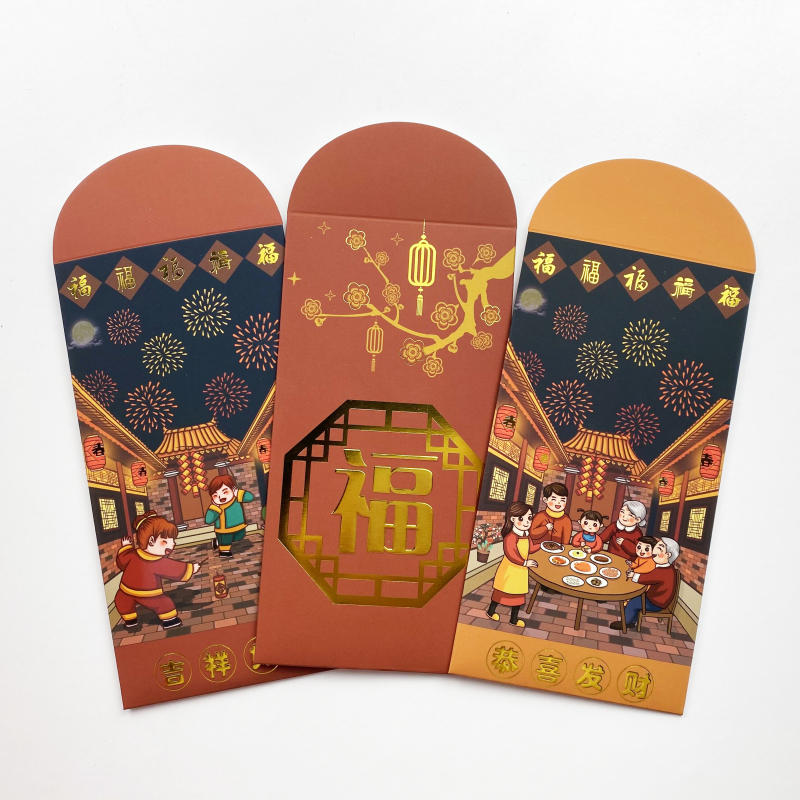 product-Dezheng-2021 Custom Made Red Packet Chinese Style Red Envelope Happy New Year Red Paper Bag--1