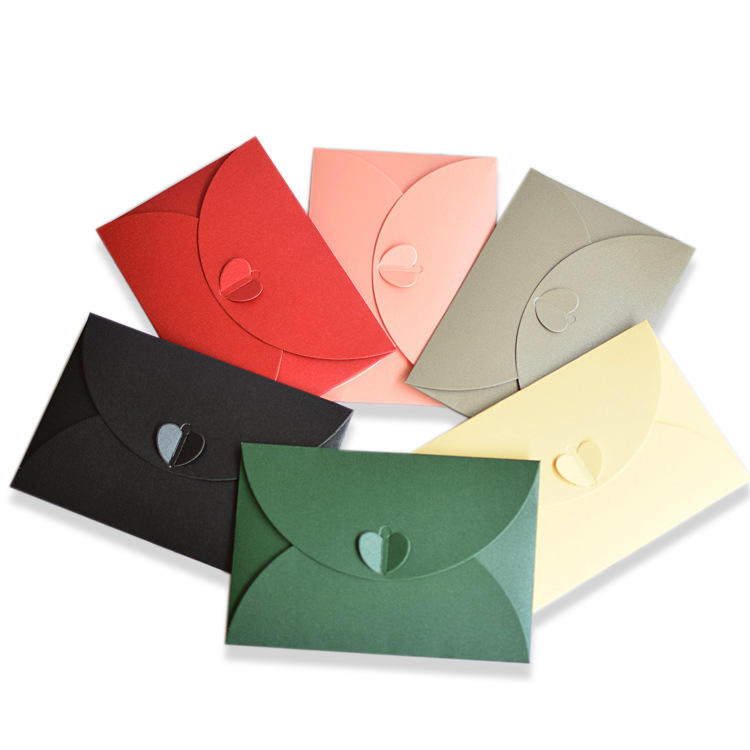 product-Custom Logo Red Black Pink Wedding Invitation Envelope Kraft Paper Gift Card Mini Envelope T-1