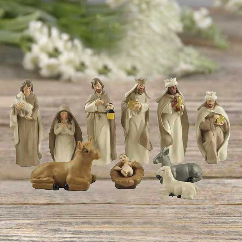 Polyresin christian figurine nativity set handmade decoration