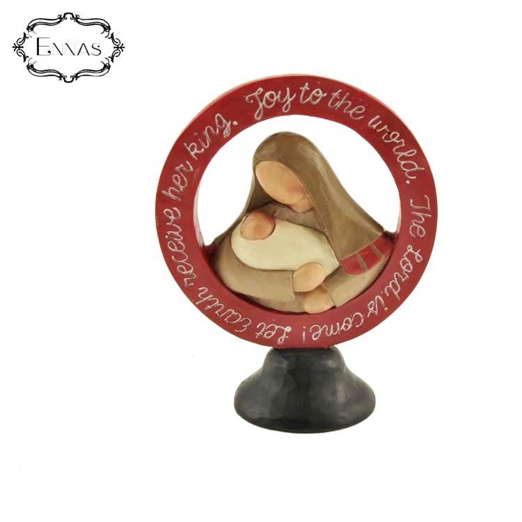 'JOY TO THE WORLD' Mary holding the baby jesus Christian Religious statues resin gifts