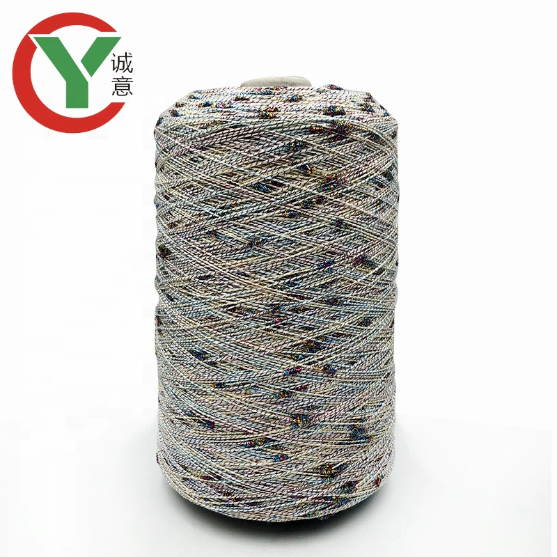 Instagram/AliExpress Russia hot sales 100%polyester colorful knot yarn with lurex for hand knitting