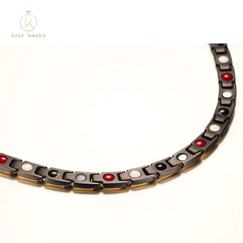 Fashion Jewelry Accessories Stainless Steel Black Gold Inlaid Magnet Necklace CNC-001