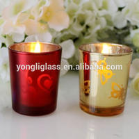 Factory price glass plating candle holder, plating votive candle glass cup, glass holders for Christmas