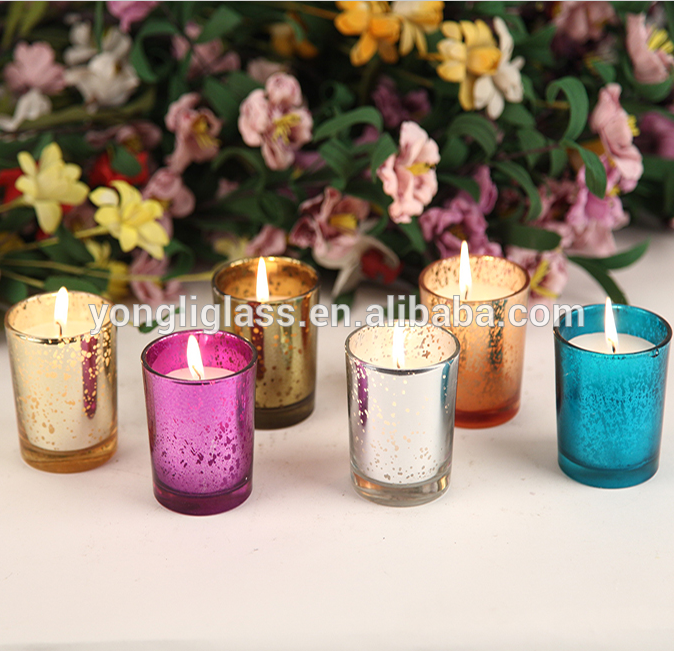 2015 Wholesale glass candle container, plating candlestick/ candle jar/ glass candle cup
