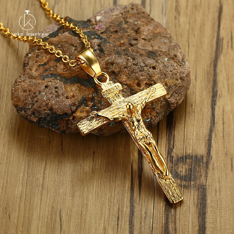 Stainless Steel Jesus Cross Gold/Silver Unisex Pendant Necklace Religious Fashion Jewelry PN-460
