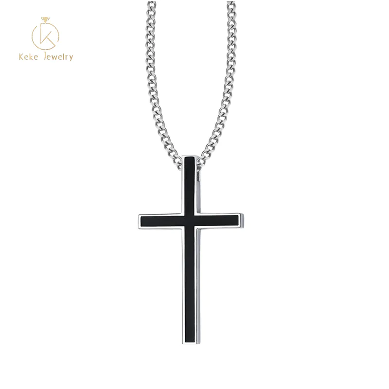 2021 New Design 45MM Stainless Steel Epoxy Cross Pendant European Style Personalized Necklace PN-620