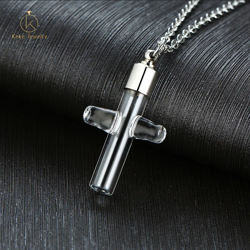 Factory direct supply stainless steel glass openable cross urn pendant PN-1251