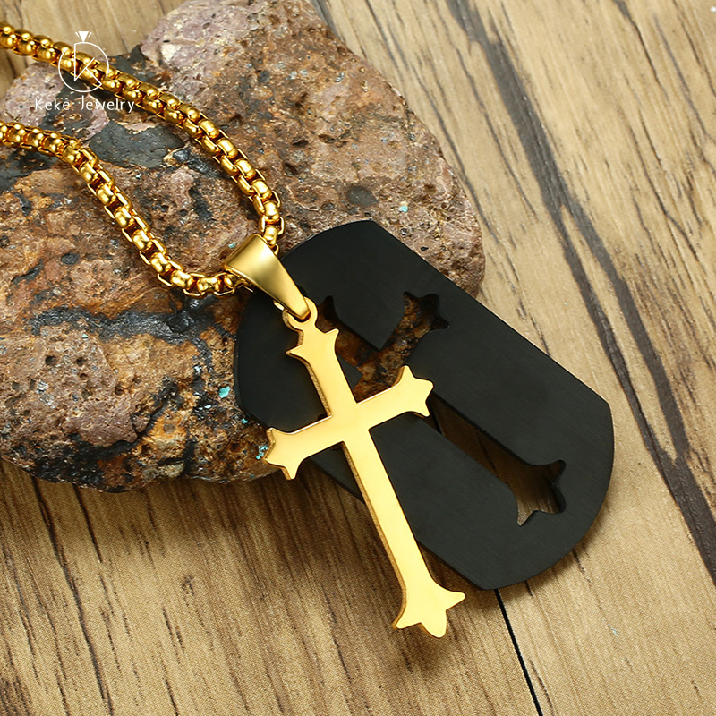 Pendant necklace 5MM stainless steel golden cross men's pendant jewelry PN-624