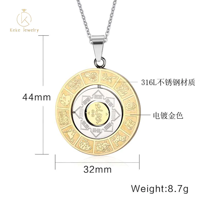 2021 New Design Stainless steel rotatable pendant necklace jewelry PN-308