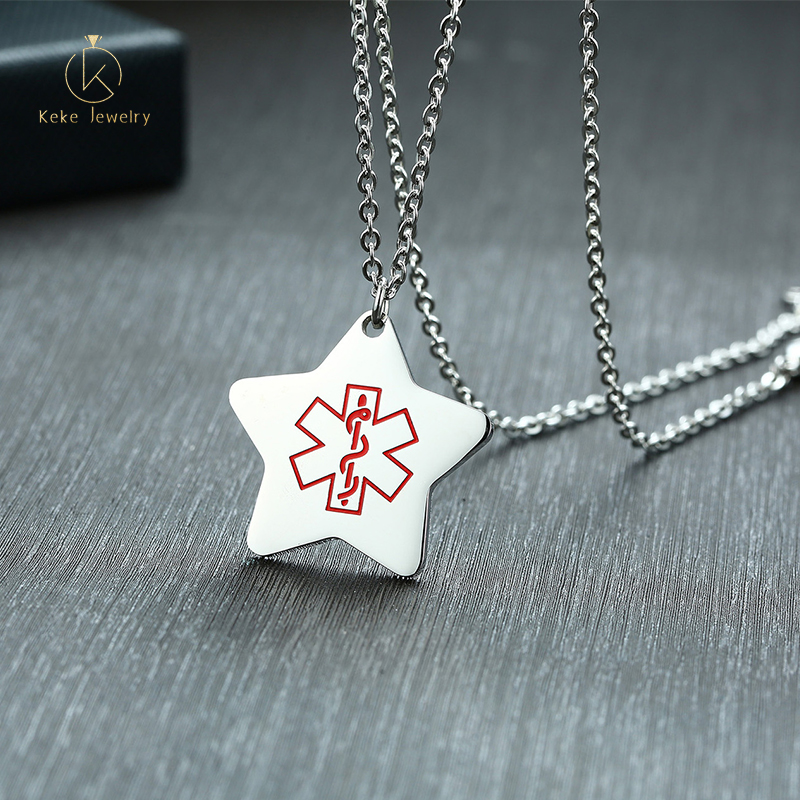 Customizable lettering pentagram pendant titanium steel simple unisex pendant necklace PN-007