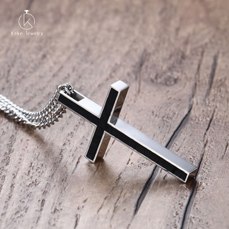 2021 New Design 45MM Stainless Steel Epoxy Cross Pendant European Style Personalized Necklace PN-620