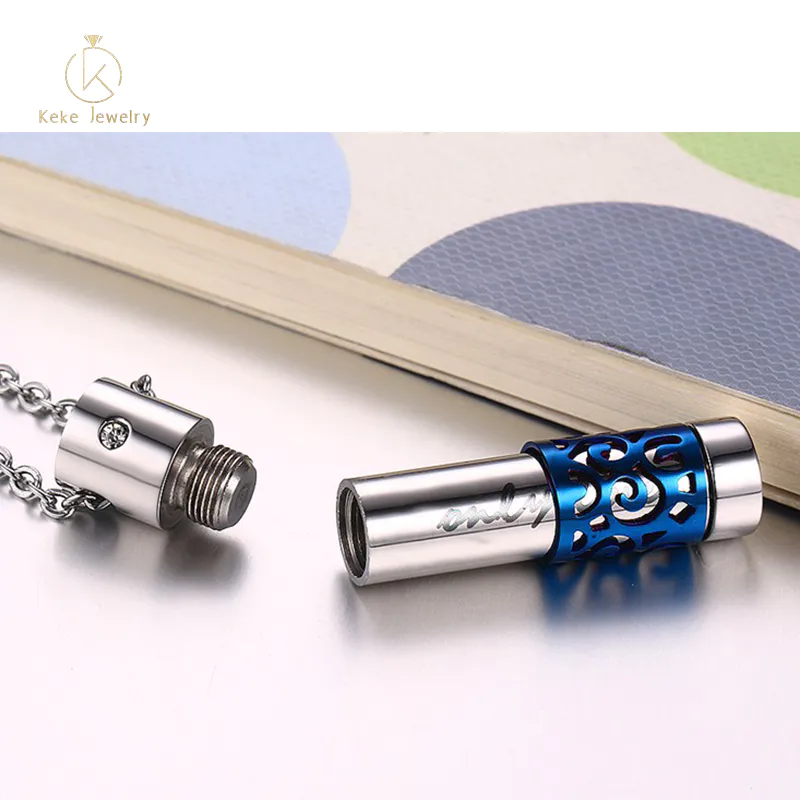 2021 New Design Stainless steel cylindrical openable perfume pendant fashion men's necklace PN-533