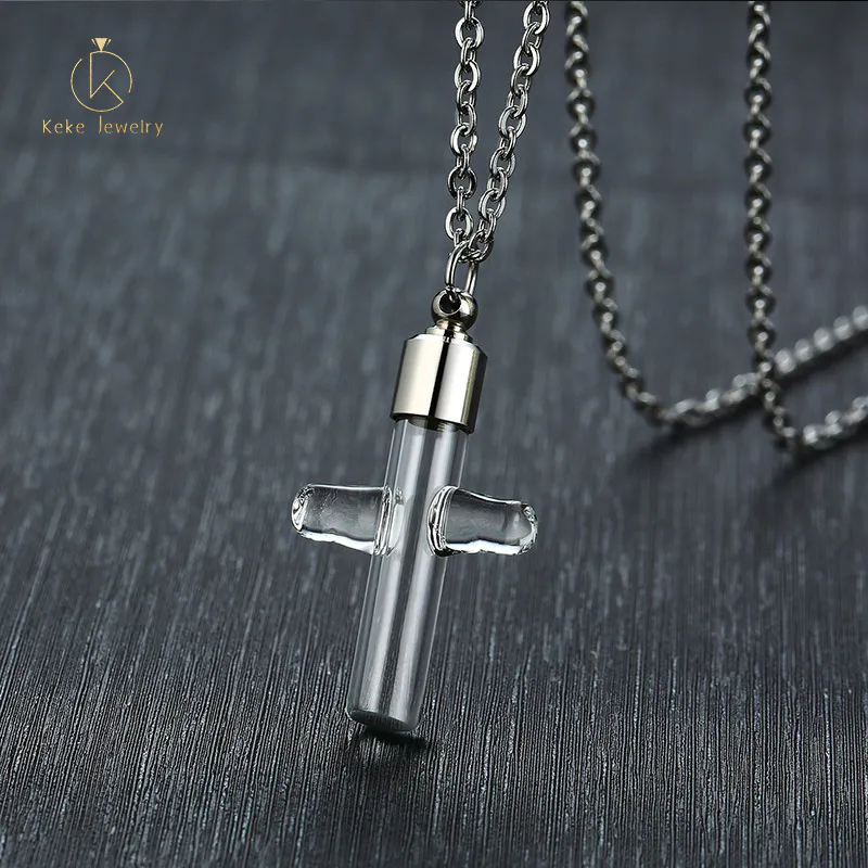 Factory direct supply stainless steel glass openable cross urn pendant PN-1251