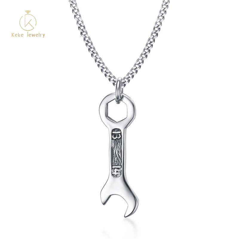 Foshan Keke Jewelry 40MM stainless steel wrench pendant steel color men's necklace PN-784S