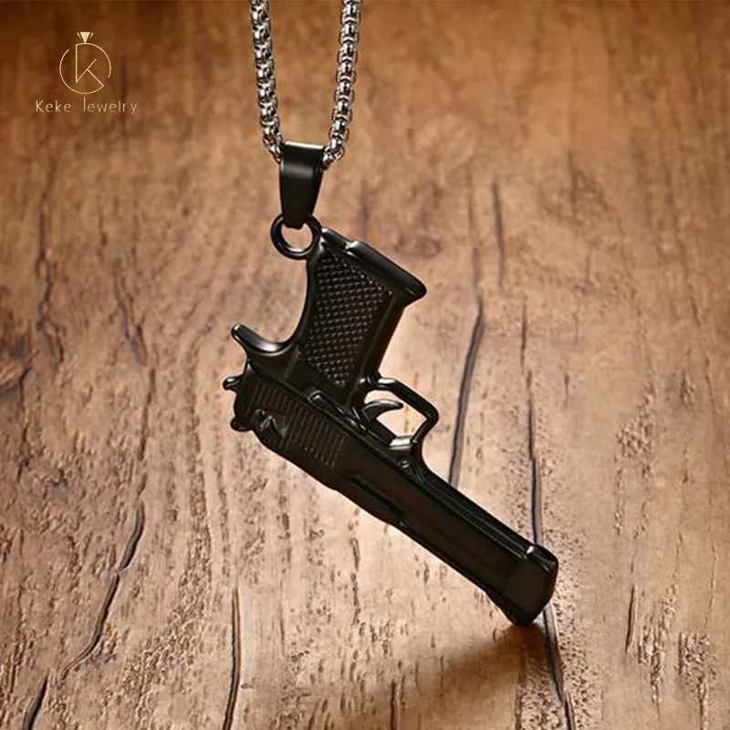 European and American style men's stainless steel pistol casting men's pendant personalized necklace PN-730