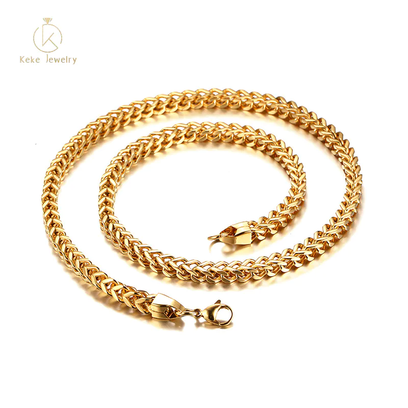Hot Selling Wholesale Simple style unisex 3MM stainless steel gold necklace NC-082