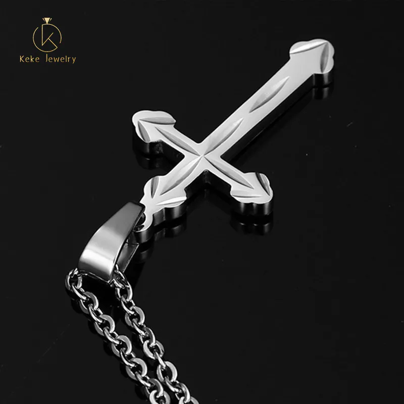 European and American style gold/silver creative stainless steel cross pendant necklace for women PN-300