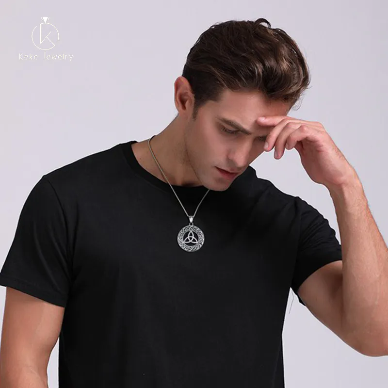 European and American style fashion jewelry wholesale 40.5MM stainless steel color casting pendant men's necklace PN-708