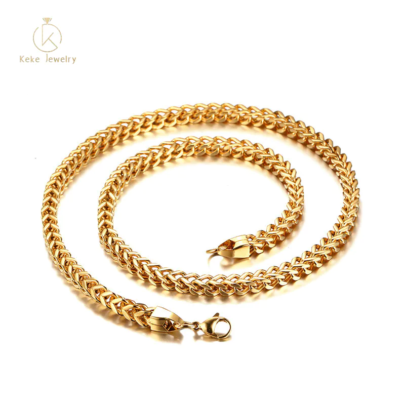 Hot Selling Wholesale Simple style unisex 3MM stainless steel gold necklace NC-082
