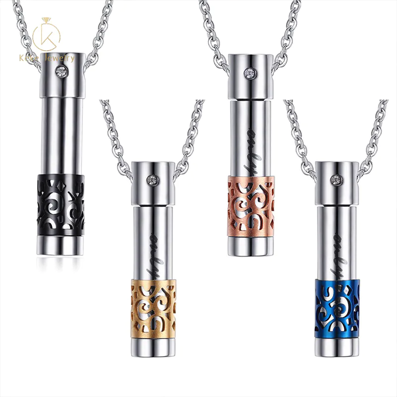 2021 New Design Stainless steel cylindrical openable perfume pendant fashion men's necklace PN-533