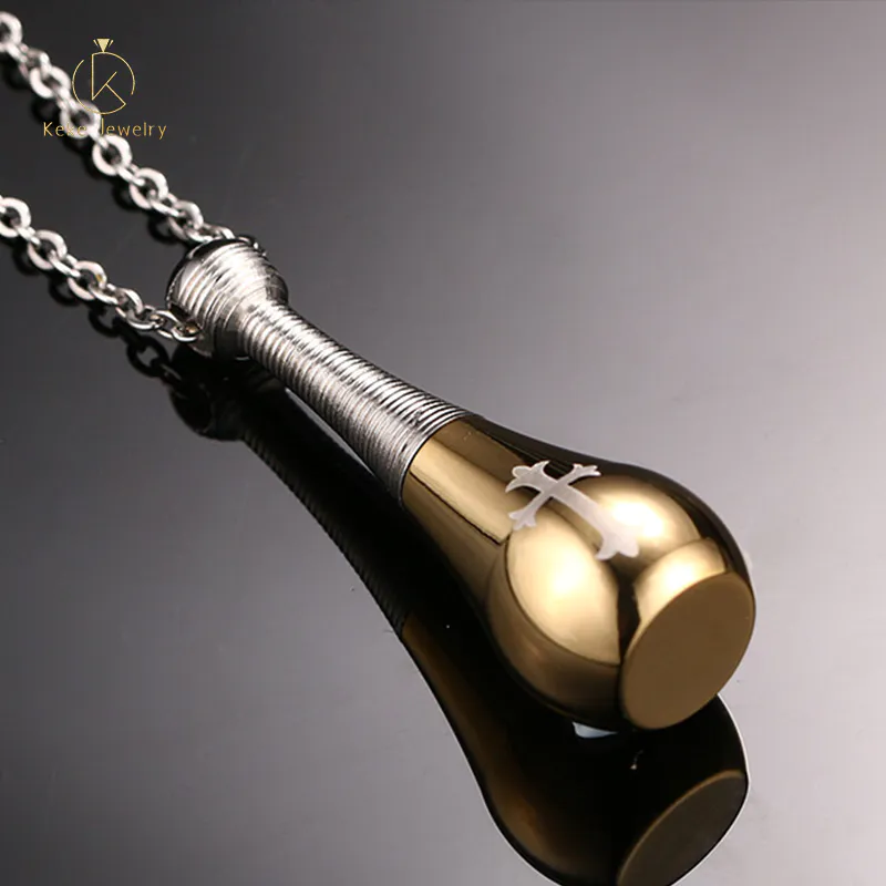 Spot wholesale Titanium steel jewelry gold/black/silver perfume bottle shape pendant necklace PN-238