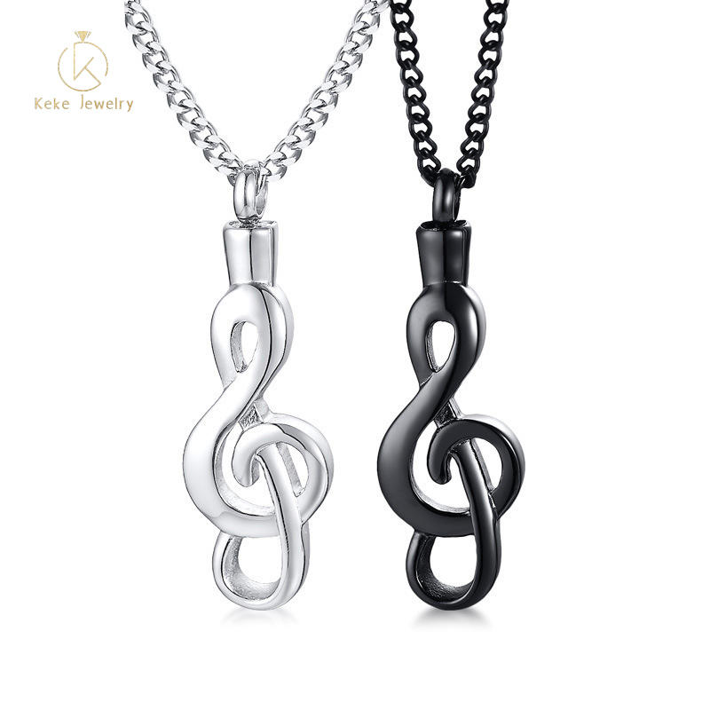 Spot wholesale Stainless Steel Black/Silver Creative Design Musical Note Lady Pendant Necklace PN-1179