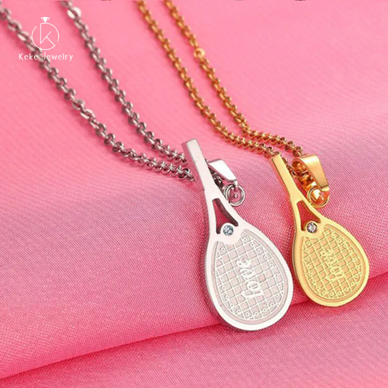 Wholesale Cheap Simple stainless steel men and women tennis racket pendant CN-074